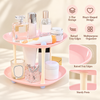 Pink two-tier heart-shaped organizer for bathroom toiletries