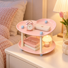 Pink two-tier heart-shaped organizer for vanity and cosmetics