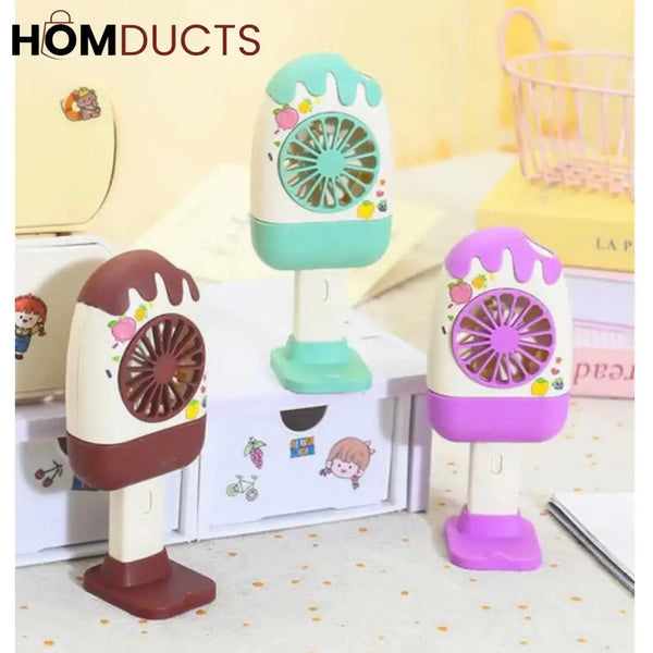 Popsicle USB Rechargeable Mini Fan – Cute Portable Summer Cooling Fan