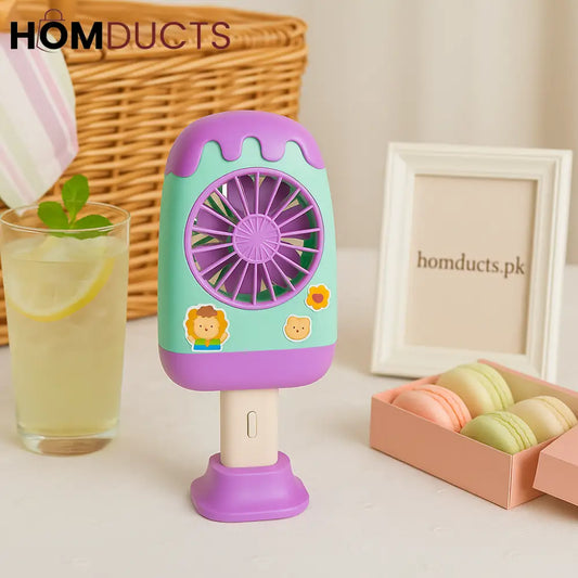 Popsicle USB Rechargeable Mini Fan – Cute Portable Summer Cooling Fan