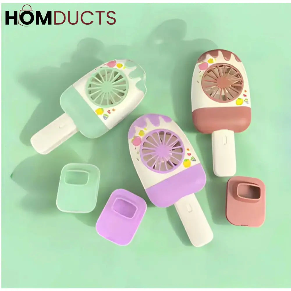 Popsicle USB Rechargeable Mini Fan – Cute Portable Summer Cooling Fan