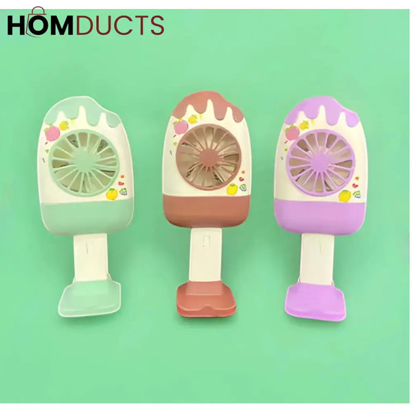Popsicle USB Rechargeable Mini Fan – Cute Portable Summer Cooling Fan