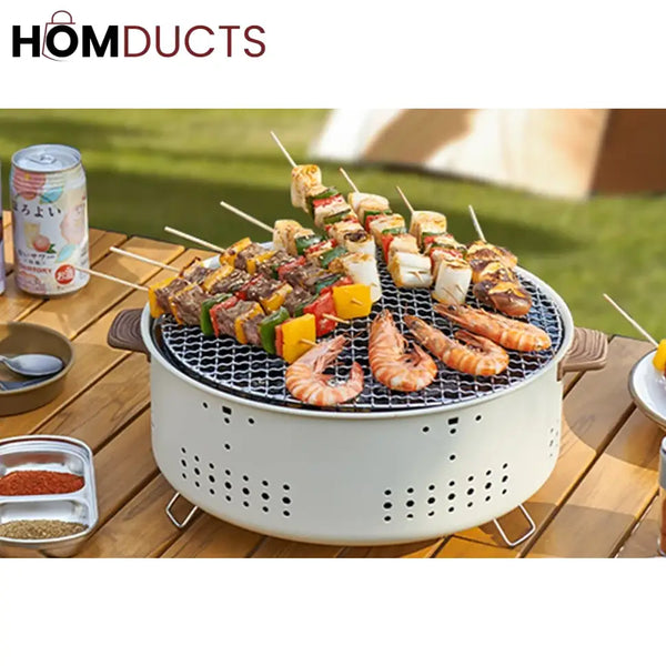 Portable Charcoal Grill with Wood Handles – Outdoor Tabletop BBQ for Camping & Picnics