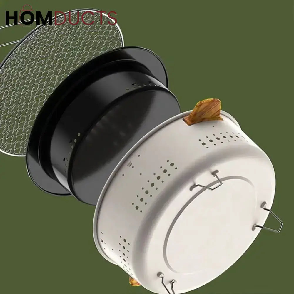 Portable Charcoal Grill with Wood Handles – Outdoor Tabletop BBQ for Camping & Picnics