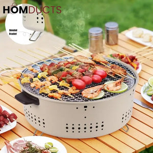 Portable Charcoal Grill with Wood Handles – Outdoor Tabletop BBQ for Camping & Picnics