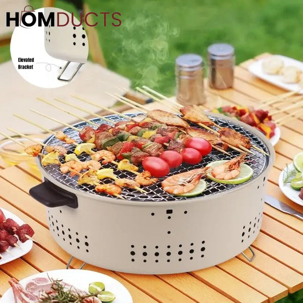 Portable Charcoal Grill with Wood Handles – Outdoor Tabletop BBQ for Camping & Picnics