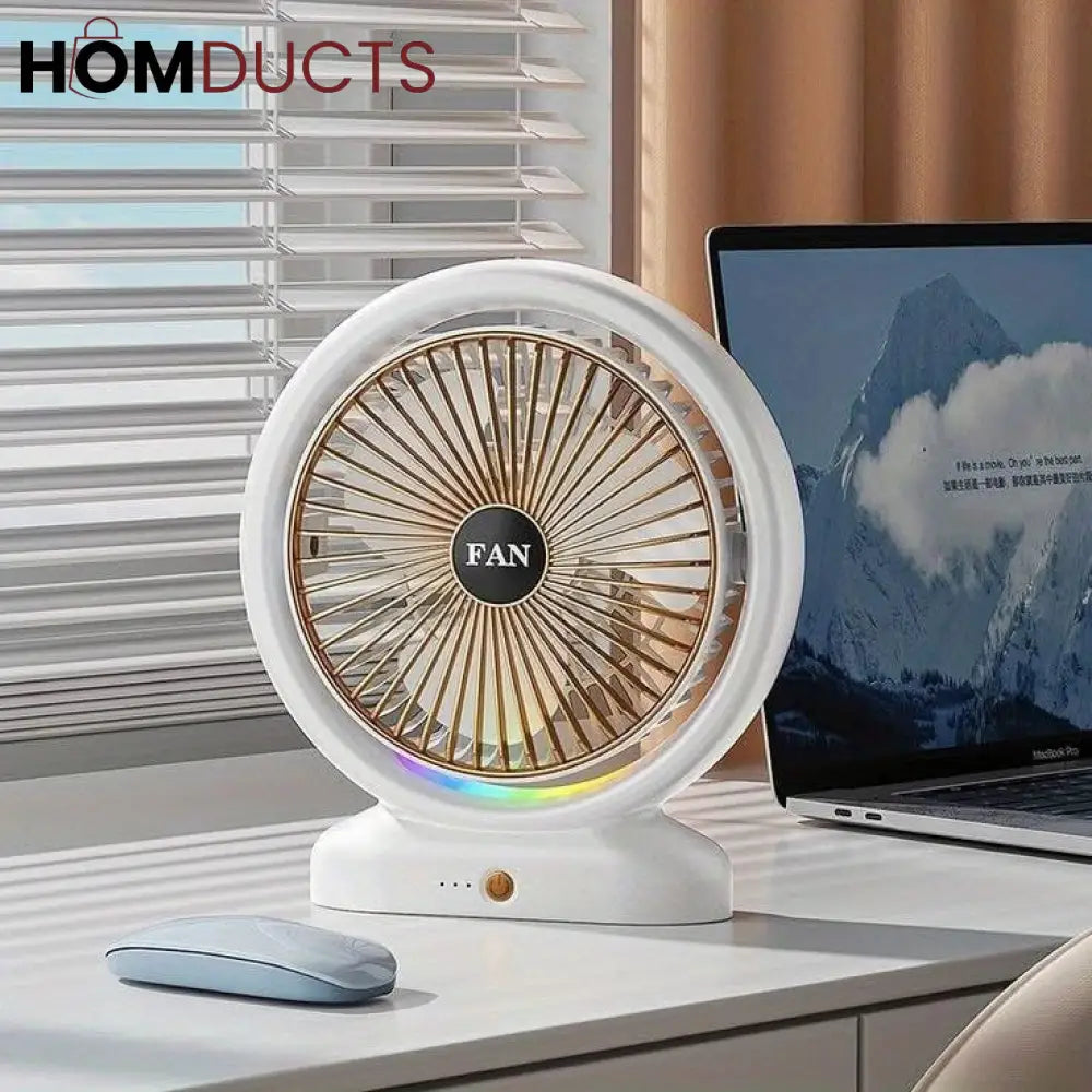 Portable Desktop Fan with LED Light - Perfect for Dorms & Offices