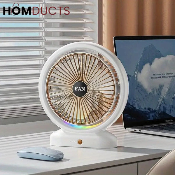 Portable Desktop Fan with LED Light - Perfect for Dorms & Offices