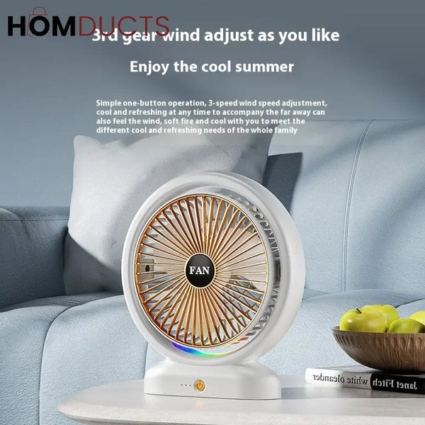 Portable Desktop Fan with LED Light - Perfect for Dorms & Offices