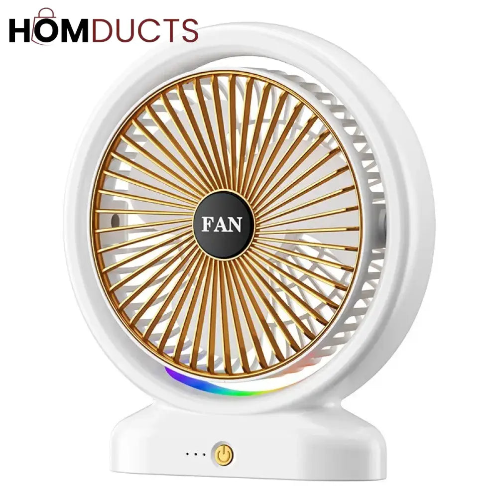 Portable Desktop Fan with LED Light - Perfect for Dorms & Offices
