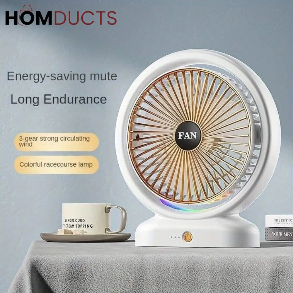 Portable Desktop Fan with LED Light - Perfect for Dorms & Offices