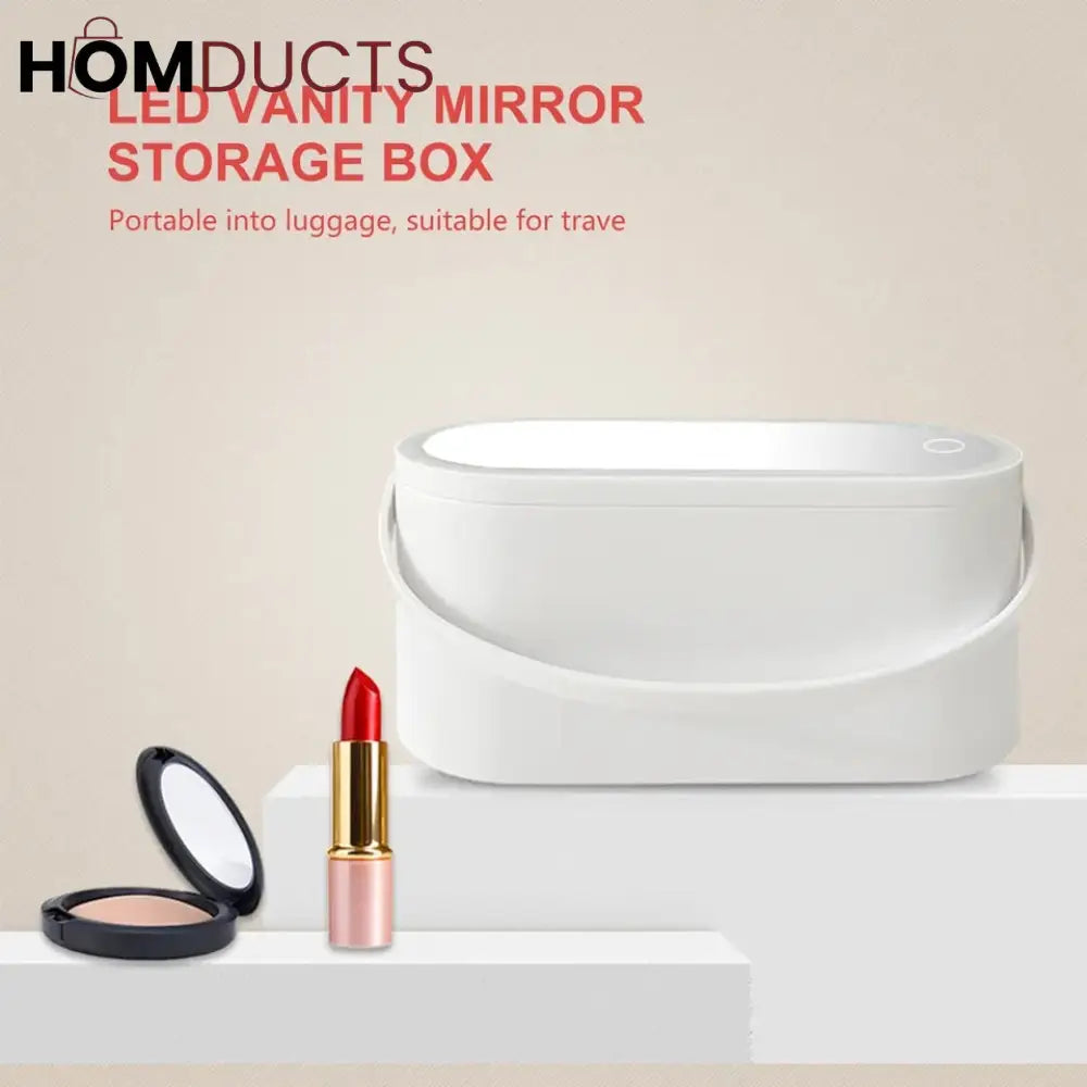 Portable Makeup Box With Led Mirror J & C Organizer