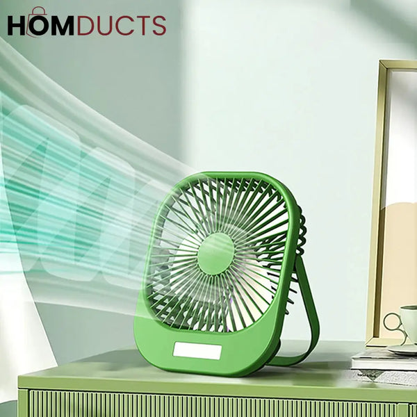 Portable Mini Fan with Super Wind Power, 3-Speed & LED Torch