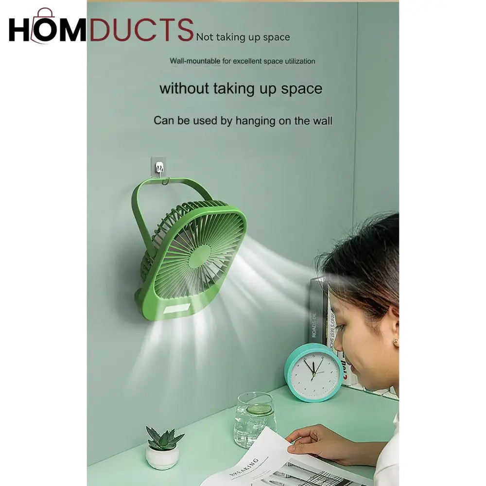 Portable Mini Fan with Super Wind Power, 3-Speed & LED Torch