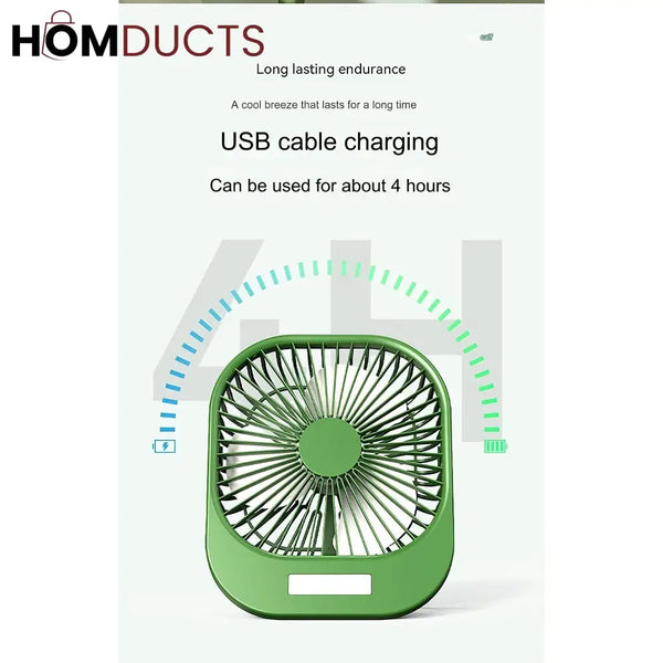 Portable Mini Fan with Super Wind Power, 3-Speed & LED Torch