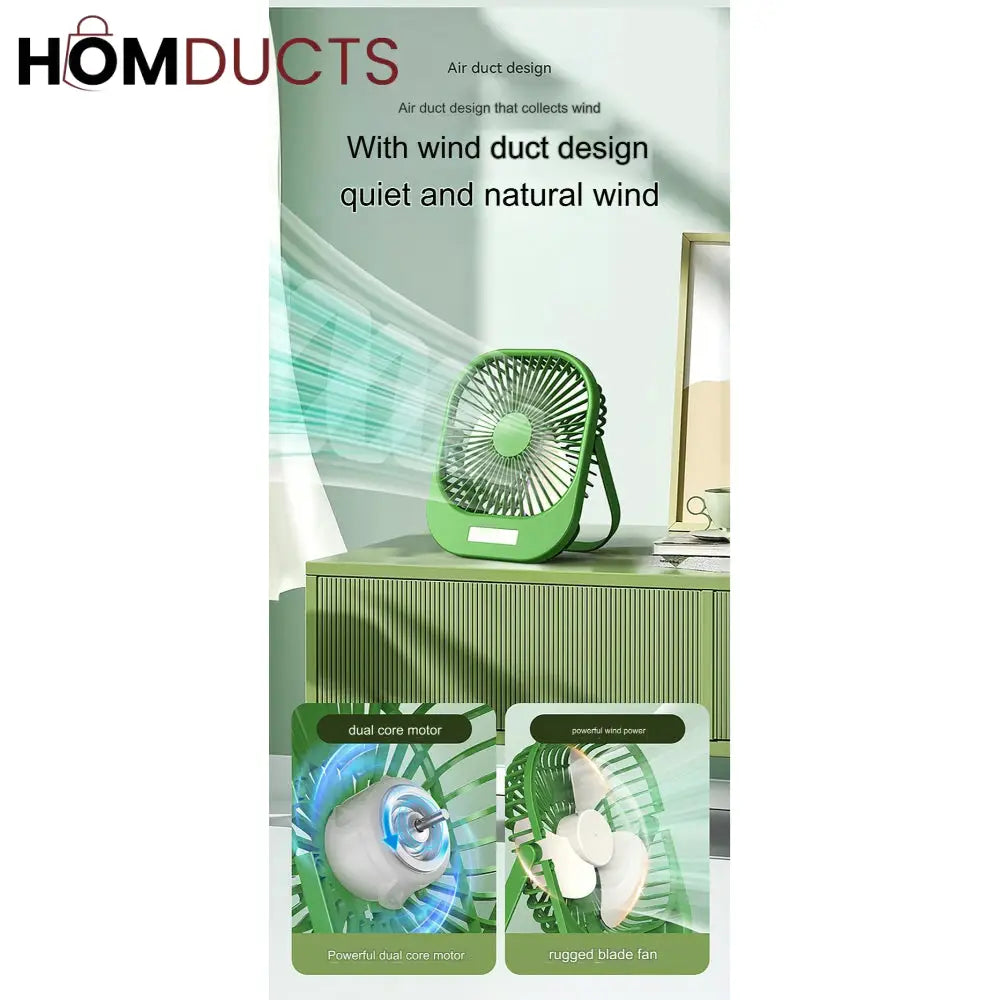 Portable Mini Fan with Super Wind Power, 3-Speed & LED Torch