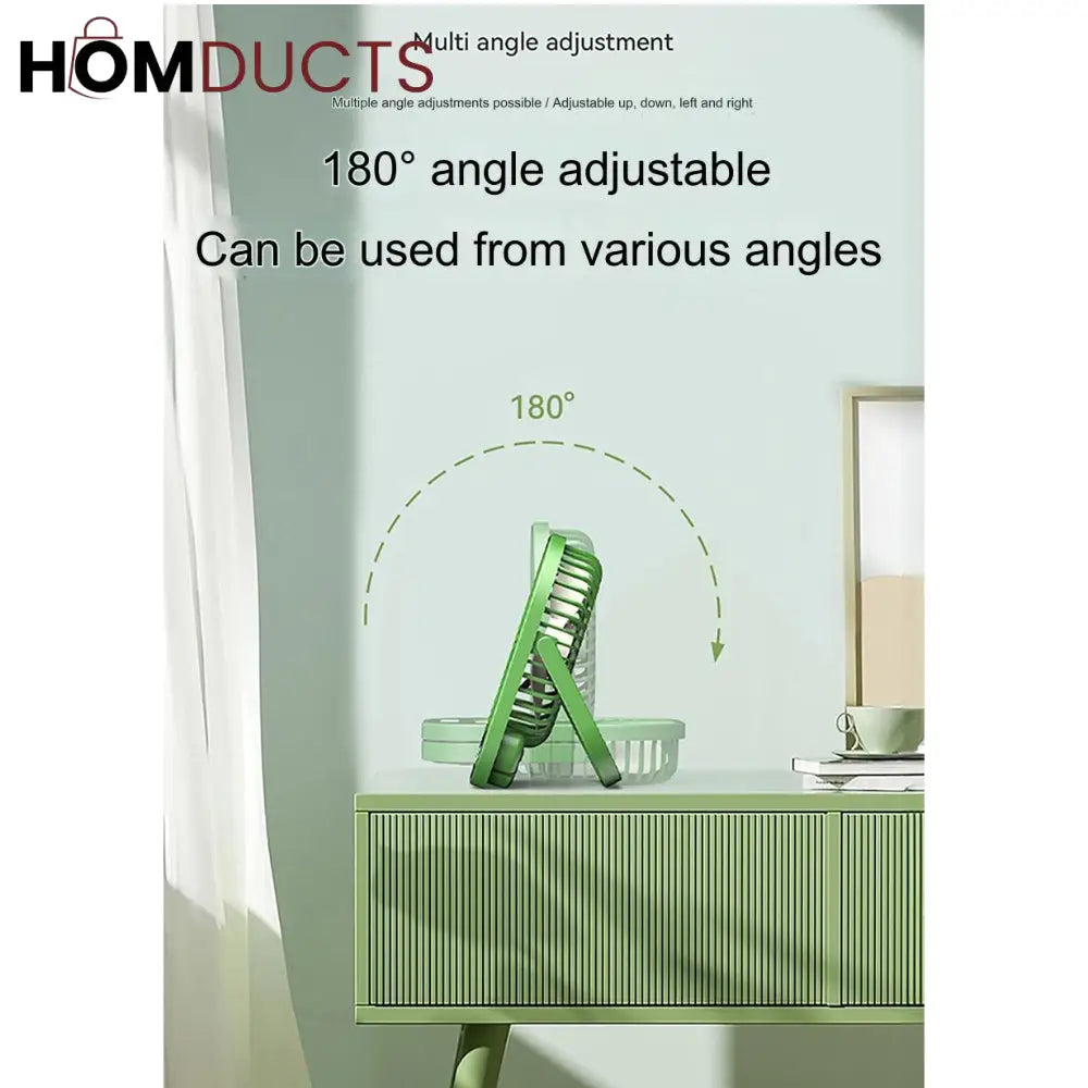 Portable Mini Fan with Super Wind Power, 3-Speed & LED Torch