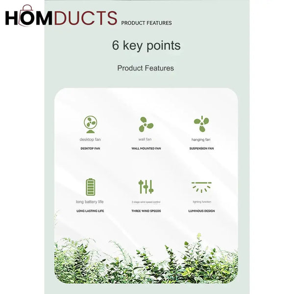 Portable Mini Fan with Super Wind Power, 3-Speed & LED Torch