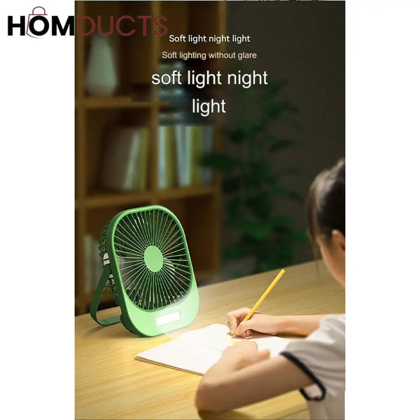 Portable Mini Fan with Super Wind Power, 3-Speed & LED Torch