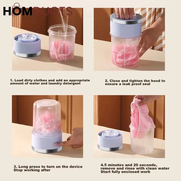 Portable Mini Washing Machine - Compact Laundry Washer with 3 Cycles