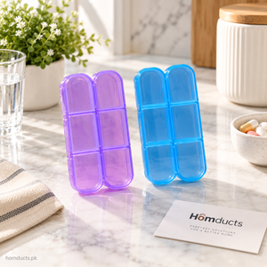 Portable compartment pill organizer box 2 piece set