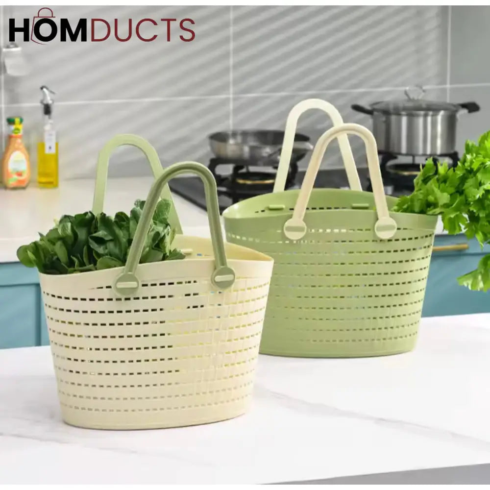 Portable Handheld Picnic Basket, Handheld Kitchen  Grocery Basket, Multipurpose Laundry Basket, Creative Hollow Out Shower Basket