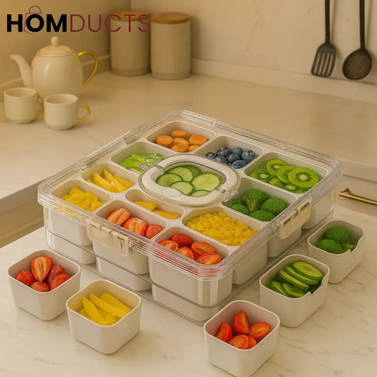 Premium 12-Grid Fresh Storage Box with Lid – Multipurpose Food Organizer