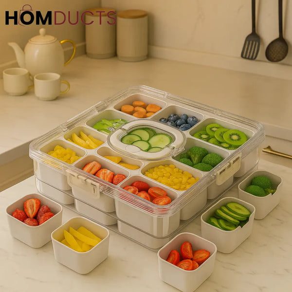 Premium 12-Grid Fresh Storage Box with Lid – Multipurpose Food Organizer