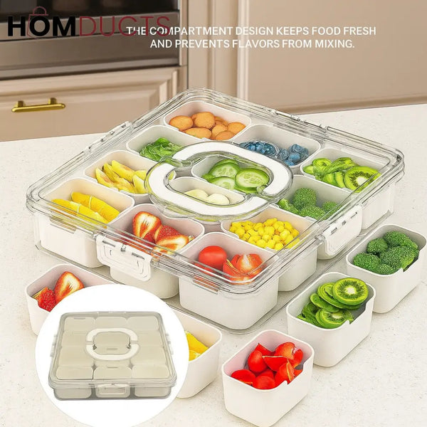 Premium 12-Grid Fresh Storage Box with Lid – Multipurpose Food Organizer