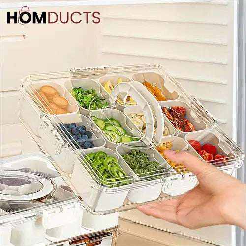 Premium 12-Grid Fresh Storage Box with Lid – Multipurpose Food Organizer