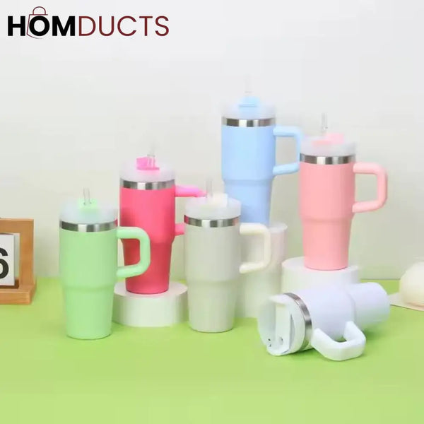 Premium 20oz Stainless Steel Tumbler with Handle, Lid & Straw - Insulated & Portable