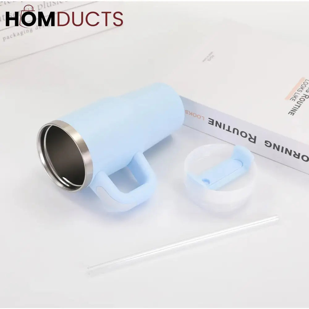 Premium 20oz Stainless Steel Tumbler with Handle, Lid & Straw - Insulated & Portable