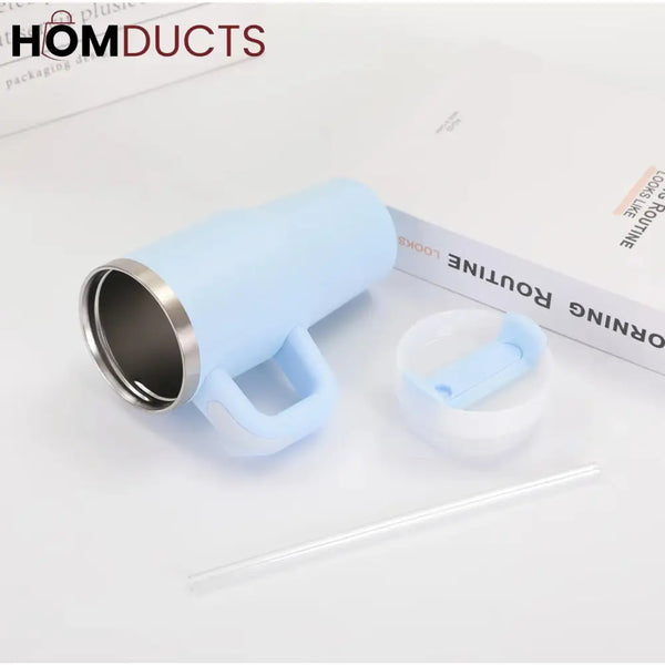 Premium 20oz Stainless Steel Tumbler with Handle, Lid & Straw - Insulated & Portable