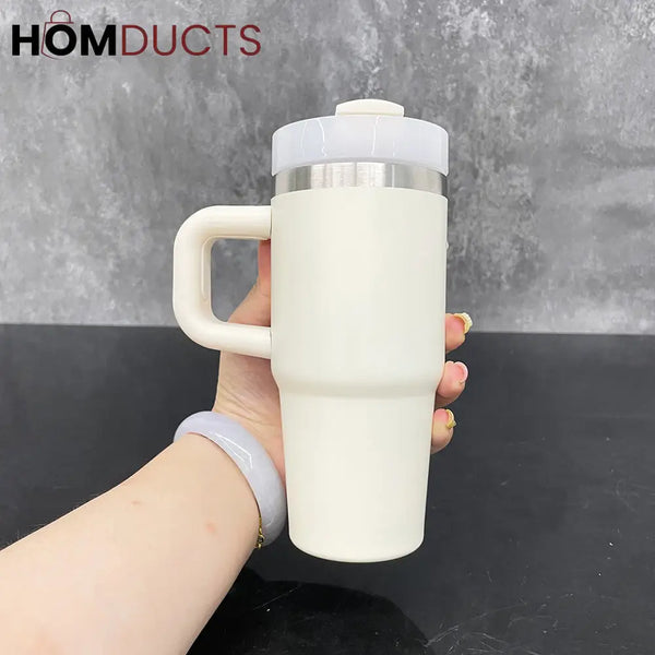 Premium 20oz Stainless Steel Tumbler with Handle Lid & Straw - Insulated & Portable Tumbler