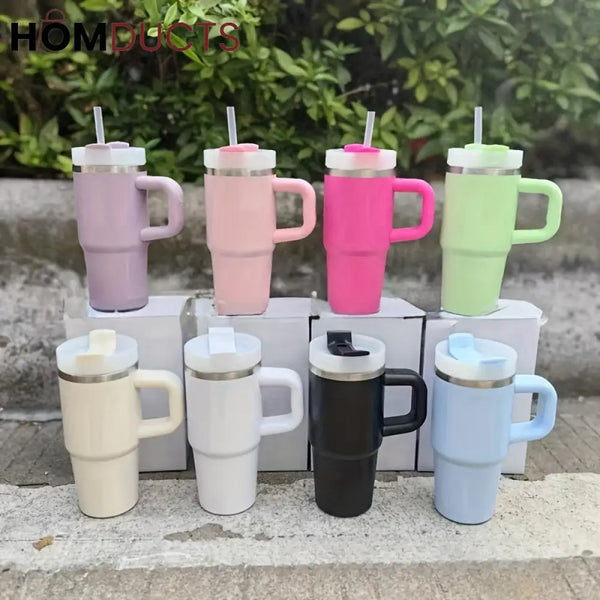 Premium 20oz Stainless Steel Tumbler with Handle Lid & Straw - Insulated & Portable Tumbler