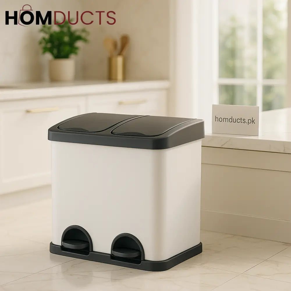 Premium 16L Dual-Compartment Pedal Bin – 2-in-1 Waste & Recycling Organizer