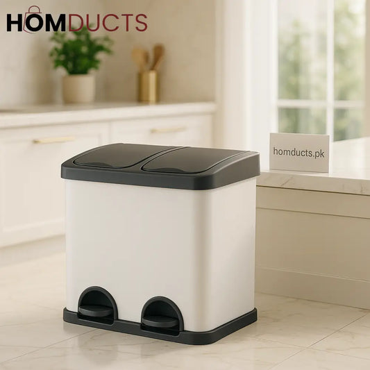 Premium 16L Dual-Compartment Pedal Bin – 2-in-1 Waste & Recycling Organizer
