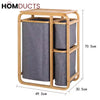 Premium 3 Section Bamboo Laundry Hamper with Removable Fabric Bags – Space Saving & Elegant Organizer