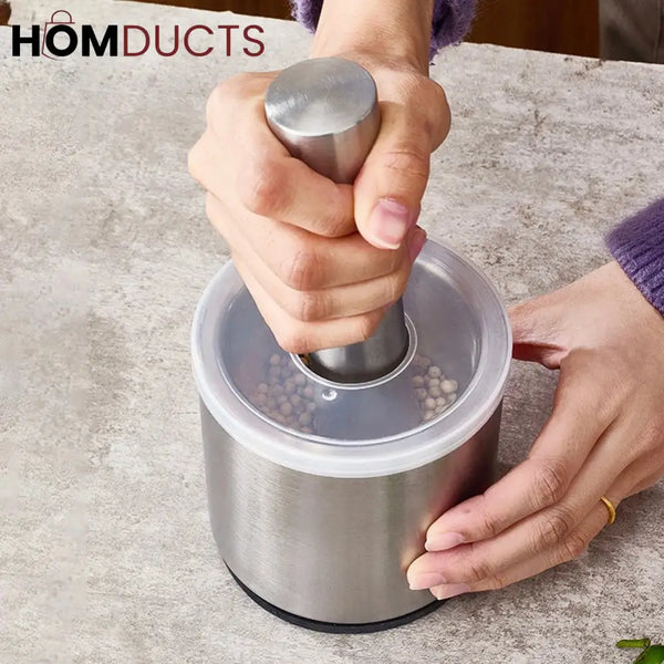 Premium 304 Stainless Steel Garlic Press & Pill Crusher - Manual Mortar and Pestle Set Rust-Proof Kitchen Tool