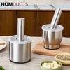 Premium 304 Stainless Steel Garlic Press & Pill Crusher - Manual Mortar and Pestle Set Rust-Proof Kitchen Tool