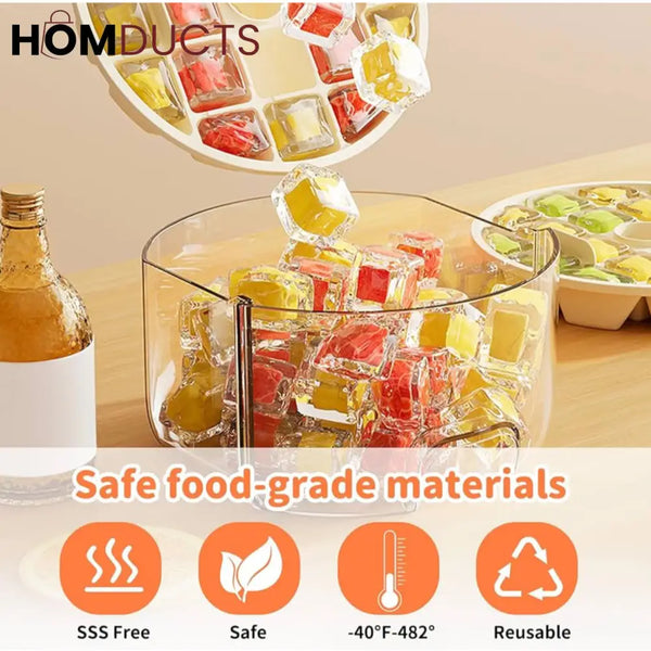 Premium 40 Grid Ice Cube Maker with Storage Box – Food Grade & Easy Release