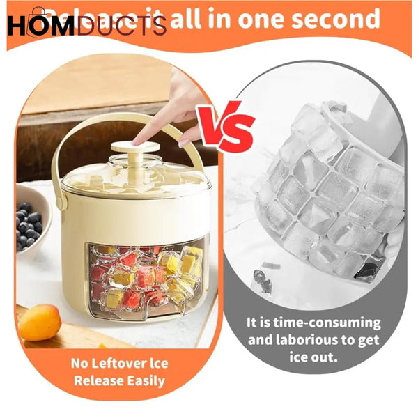 Premium 40 Grid Ice Cube Maker with Storage Box – Food Grade & Easy Release