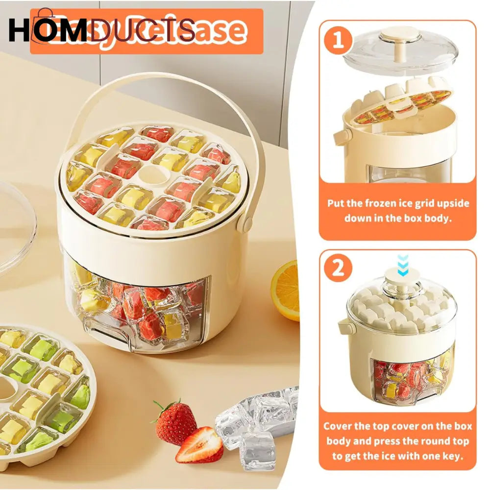 Premium 40 Grid Ice Cube Maker with Storage Box – Food Grade & Easy Release