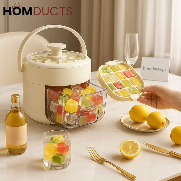 Premium 40 Grid Ice Cube Maker with Storage Box – Food Grade & Easy Release