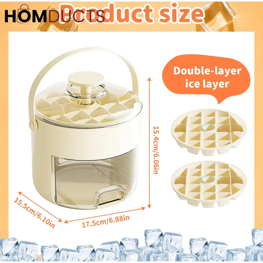 Premium 40 Grid Ice Cube Maker with Storage Box – Food Grade & Easy Release