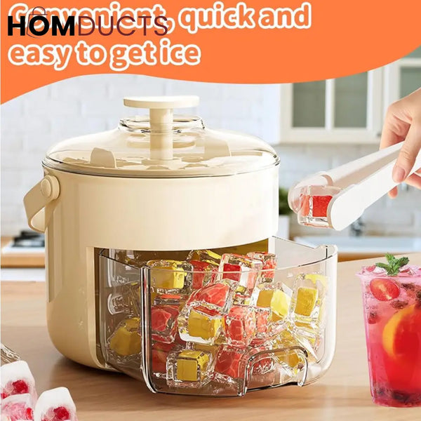 Premium 40 Grid Ice Cube Maker with Storage Box – Food Grade & Easy Release