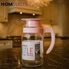 Premium 1000ML Glass Cold Water Pitcher with Pink Lid – Elegant Fridge Bottle