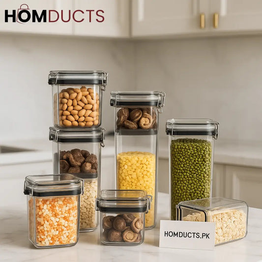 Premium Airtight Kitchen Storage Containers Set – Clear Leakproof & Space Saving