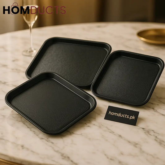 Premium Black Serving Trays Set – Non Slip Durable & Multipurpose Food Trays