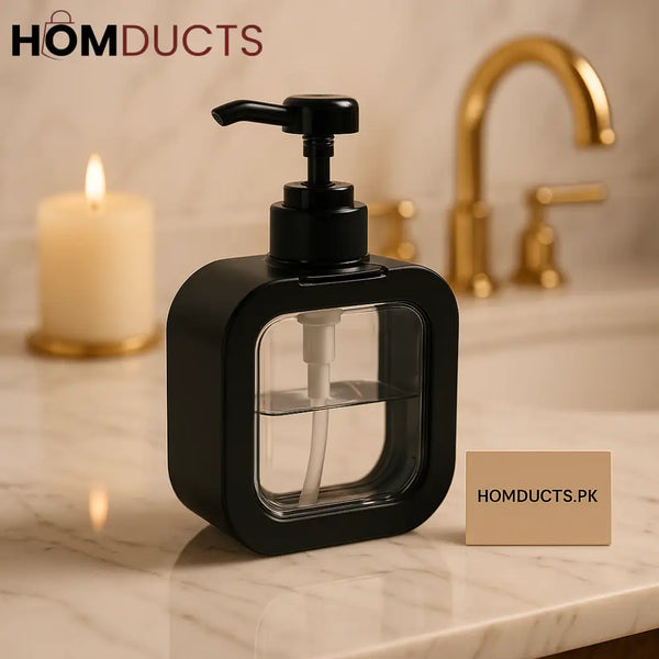 Premium Black Square Liquid Soap Dispenser – Modern Refillable Pump Bottle
